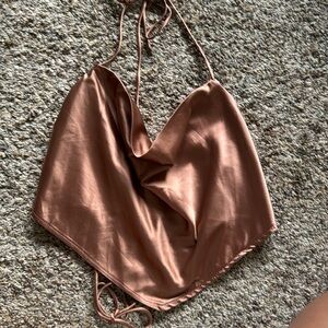 Better Be silky open back halter top, size M